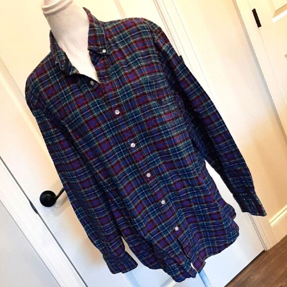 Chaps Classic Oxford Plaid Cotton Button Down Shirt - Picture 1 of 6